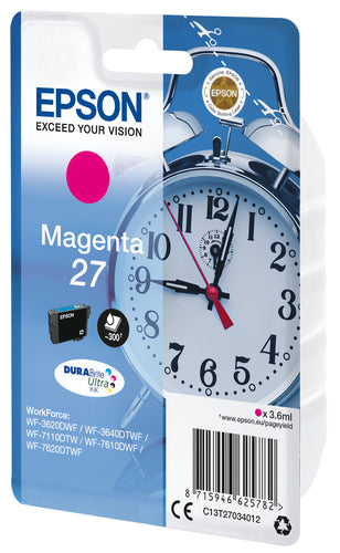 Epson Alarm clock Singlepack Magenta 27 DURABrite Ultra Ink Epson Alarm clock Singlepack Magenta 27 DURABrite Ultra Ink